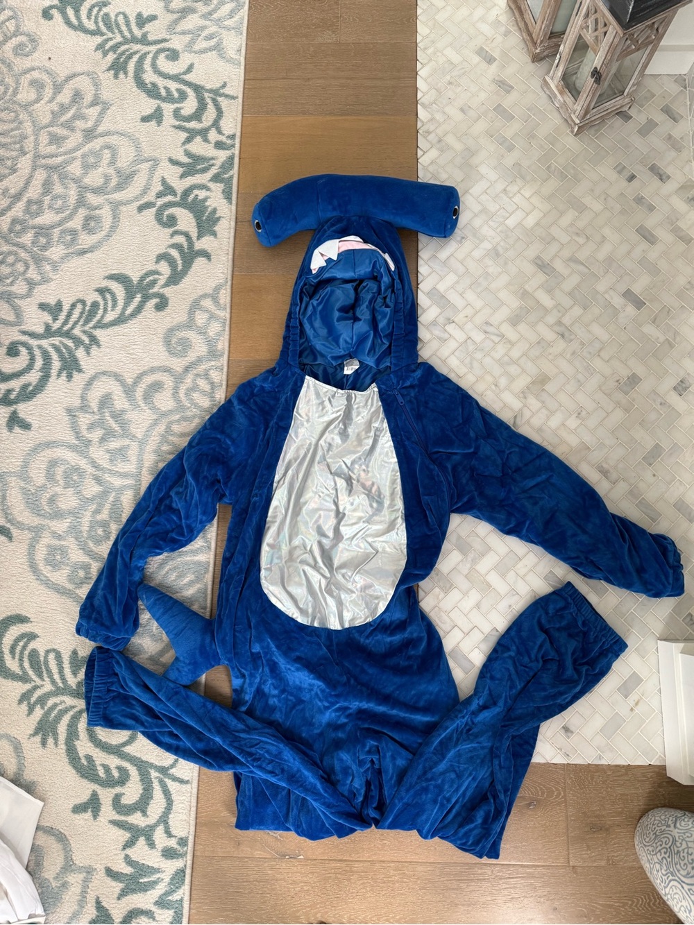 Blue Plush Shark womens Costume with Hood
